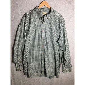 Mens L.L. Bean Button Up Shirt Casual Green Plaid Vintage Traditional Fit